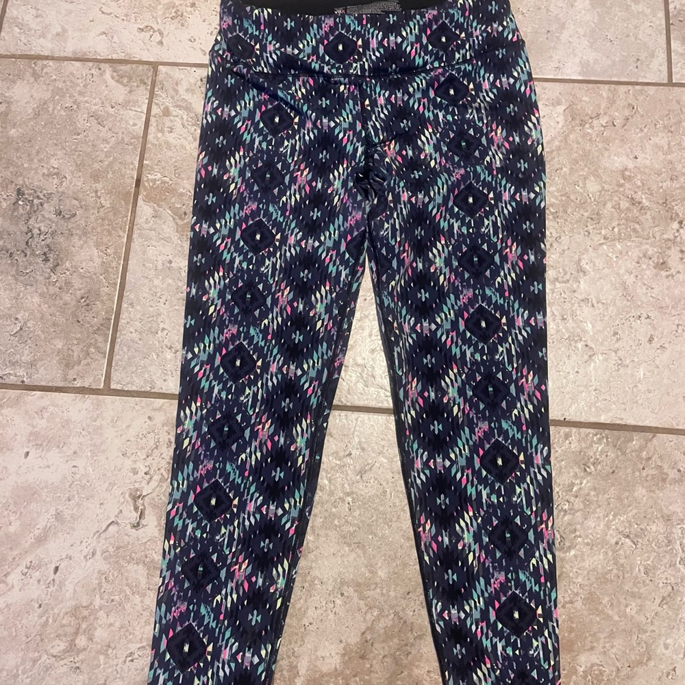 VSX Geometric Patterned Leggings - Black and Pink